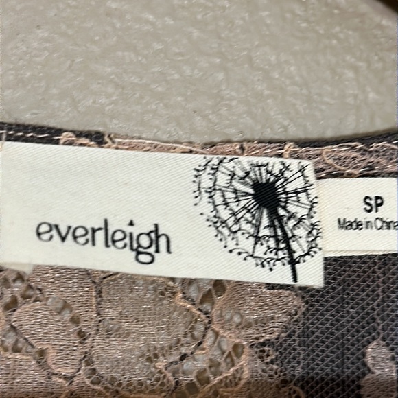 Anthropologie Everleigh Grey/Tan Lace Overlay Top Size Small Petite - Picture 6 of 8